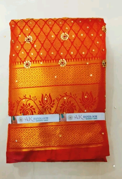 Orange Banarasi Silk Saree