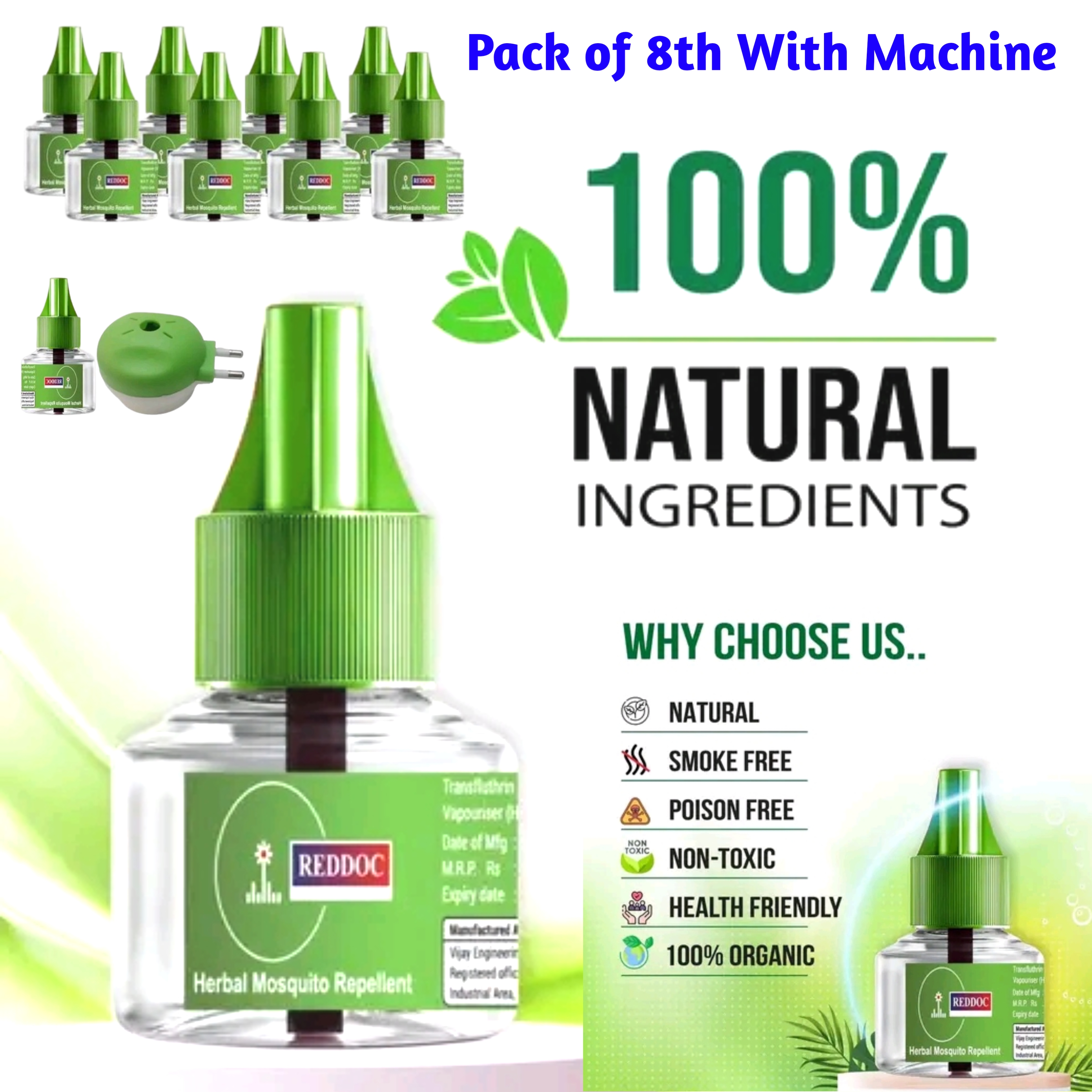 Natural Mosquito Refill pack of 8th With Machine